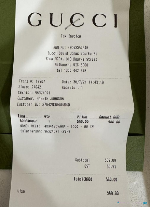 Download Gucci fashion company payment receipt Photoshop template